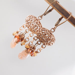 TN Petite Sunstone Chandelier Earrings (Copper)