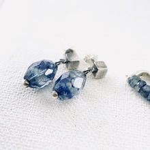 Load image into Gallery viewer, TN Blue Quartz Square Post Earrings (Posts - Sterling Silver)