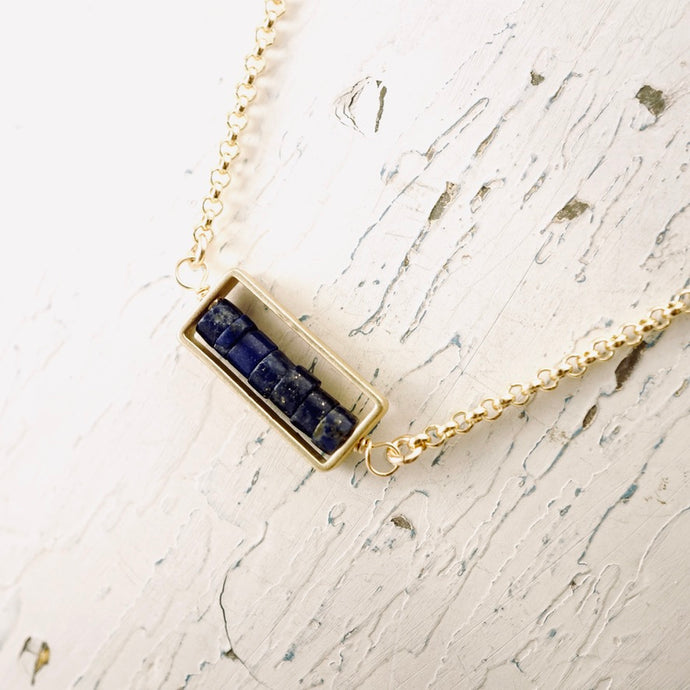TN Lapis Petite Bar Necklace (GF)