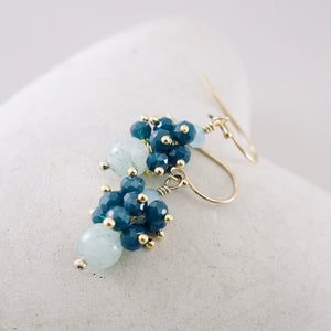 TN Green and Blue Chalcedony Earrings (Gold-filled)