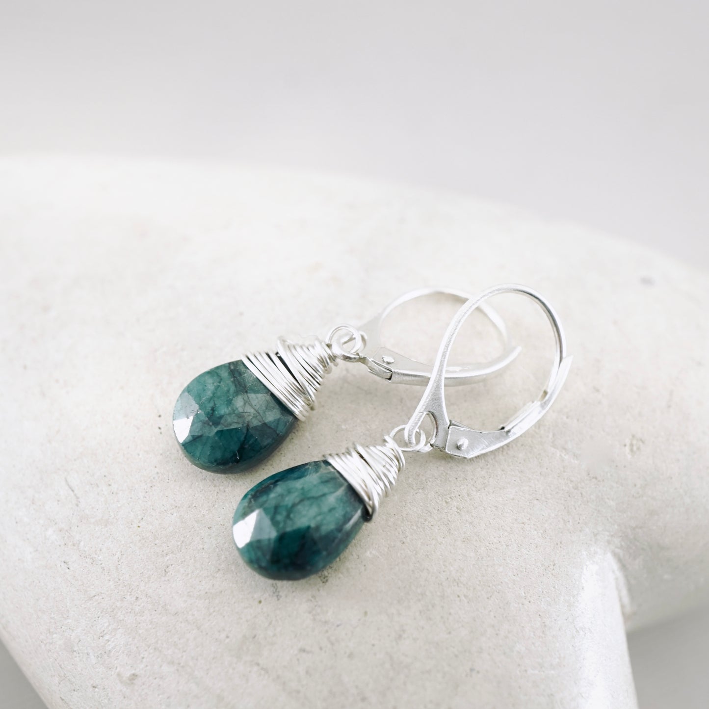 Green Emerald Drop Earrings