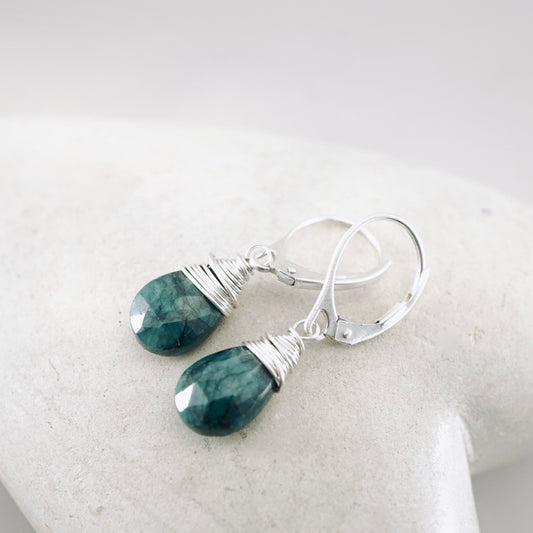 Green Emerald Drop Earrings