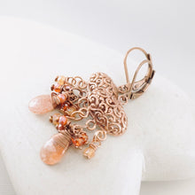 Load image into Gallery viewer, TN Petite Sunstone Chandelier Earrings (Copper)