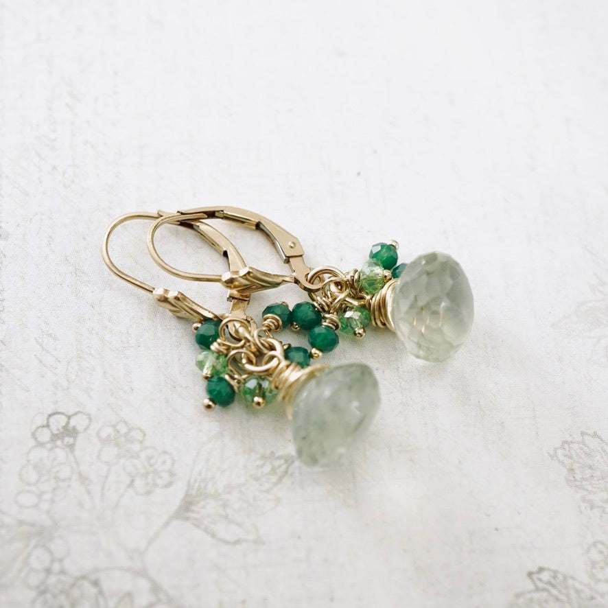Green Amethyst Cluster Earrings