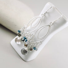 Load image into Gallery viewer, TN Moss Aquamarine Marquise Chandelier Earrings (Sterling Silver)