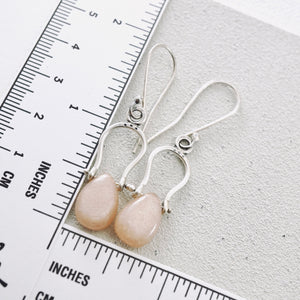 Petite Swings - Peach Moonstone Earrings (Sterling Silver)
