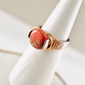 TN Red Aqua Terra Jasper Ring (copper)