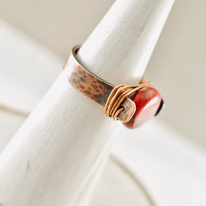 TN Red Aqua Terra Jasper Ring (copper)