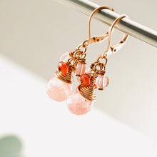 Load image into Gallery viewer, TN Cherry Quartz Copper Cocktail Earrings