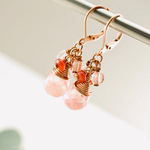 TN Cherry Quartz Copper Cocktail Earrings