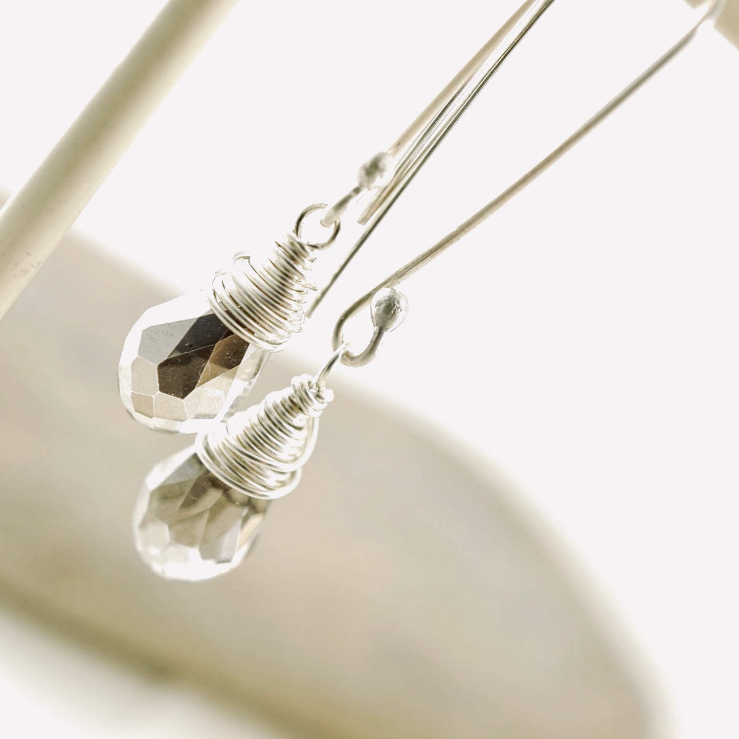 Smoky Crystal Drop Earrings - (Long)