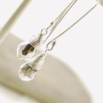 Smoky Crystal Drop Earrings - (Long)