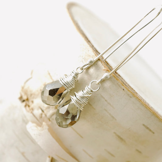 Smoky Crystal Drop Earrings - (Long)