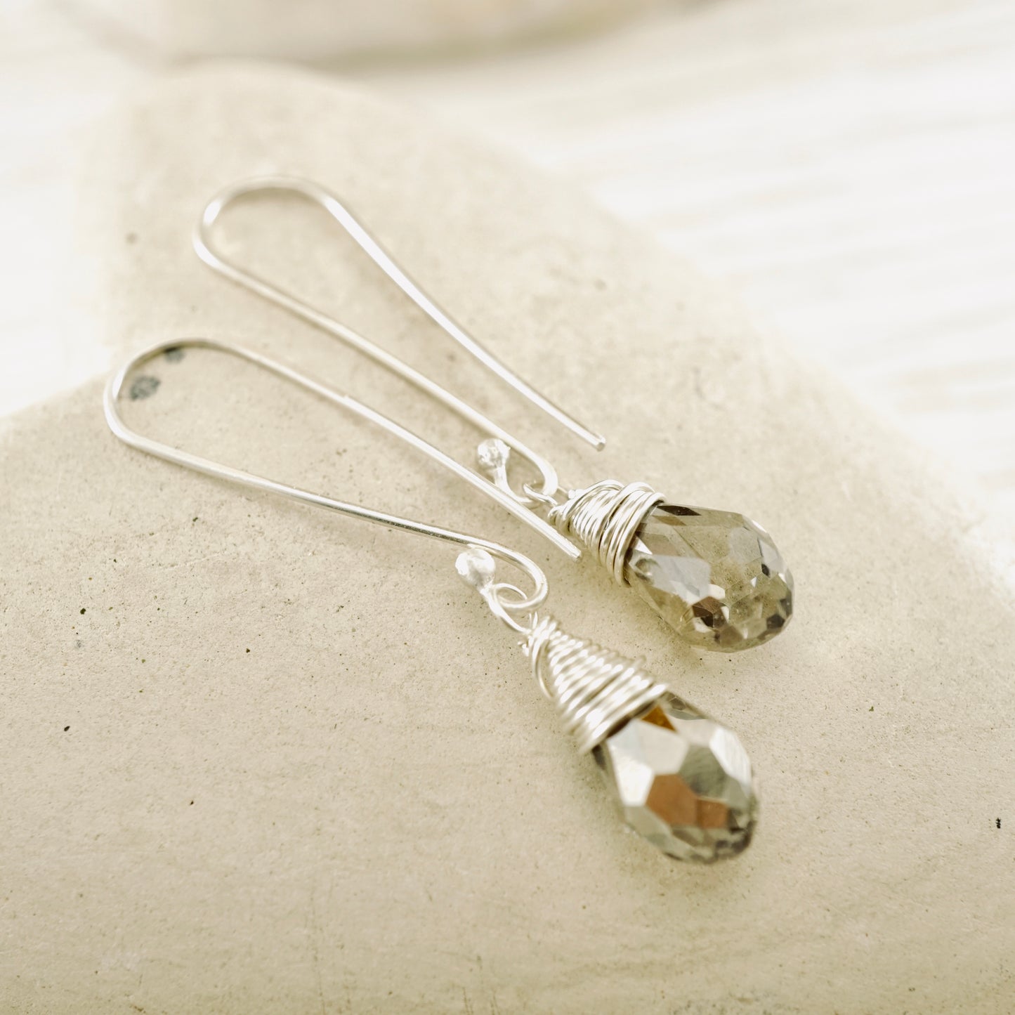 Smoky Crystal Drop Earrings - (Long)