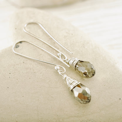 Smoky Crystal Drop Earrings - (Long)