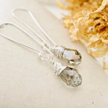 Smoky Crystal Drop Earrings - (Long)