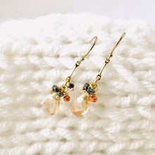 Load image into Gallery viewer, TN Peach Crystal Dangly Earrings (GF)