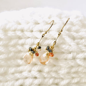 TN Peach Crystal Dangly Earrings (GF)
