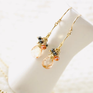 TN Peach Crystal Dangly Earrings (GF)