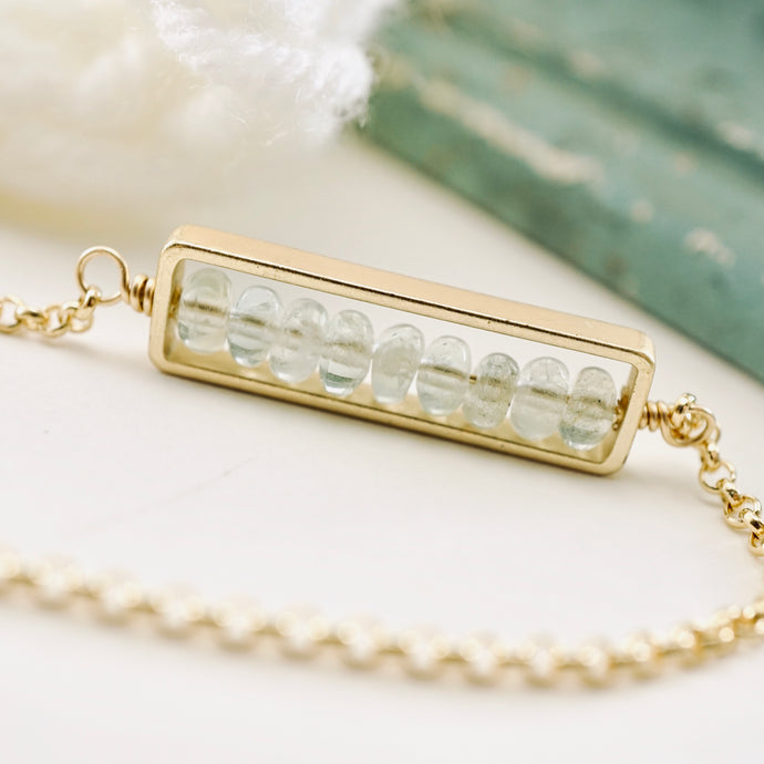 TN Aquamarine Bar Necklace (GF)