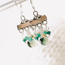 Load image into Gallery viewer, TN Petite Green Topaz &amp; Onyx Chandelier Earrings (SS)