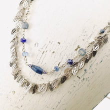 Load image into Gallery viewer, TN Boho Double Strand Lapis &quot;Plumitas&quot; Necklace (Silver)