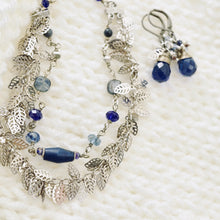 Load image into Gallery viewer, TN Blue Crystal Drop Cocktail Earrings (Silver)