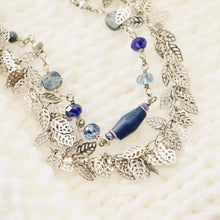 Load image into Gallery viewer, TN Boho Double Strand Lapis &quot;Plumitas&quot; Necklace (Silver)