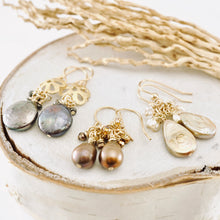Load image into Gallery viewer, TN Coffee and Cinnamon Pearl Earrings (Gold-filled)