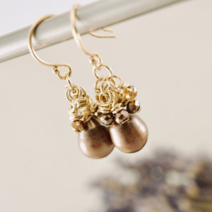 TN Coffee and Cinnamon Pearl Earrings (Gold-filled)