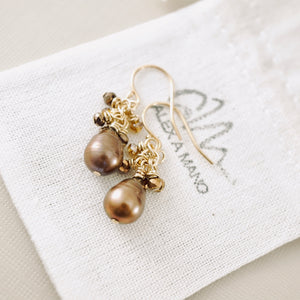 TN Coffee and Cinnamon Pearl Earrings (Gold-filled)