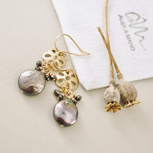 Load image into Gallery viewer, TN Pearl and Flower Earrings (Gold-filled)