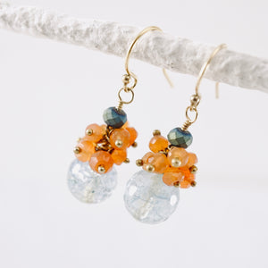 TN Blue Quartz & Carnelian Cluster Earrings (GF)