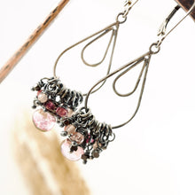 Load image into Gallery viewer, TN Pink Tourmaline &amp; Quartz Chandelier Earrings (SS)