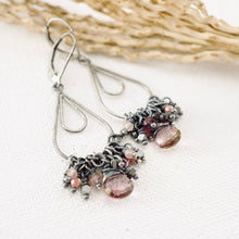 Load image into Gallery viewer, TN Pink Tourmaline &amp; Quartz Chandelier Earrings (SS)