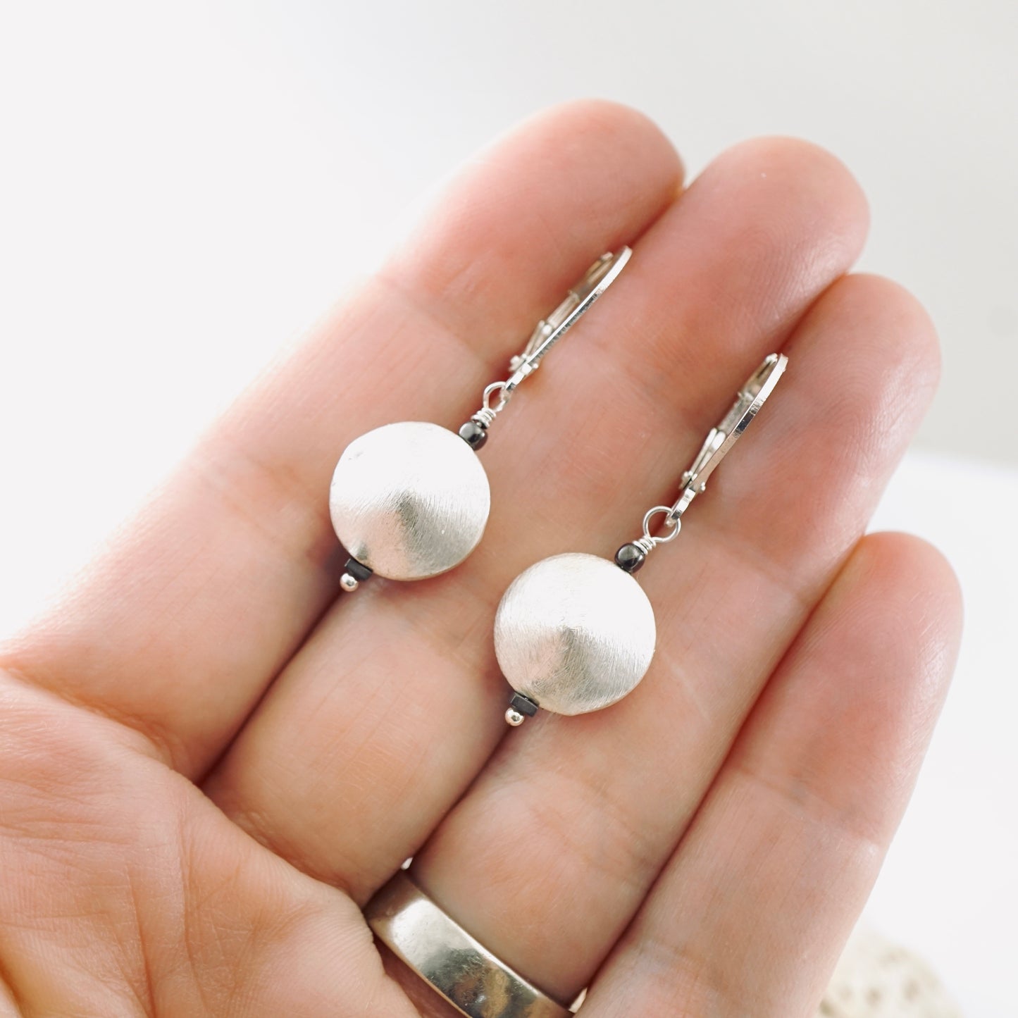 Brushed Hollow Bead Earrings