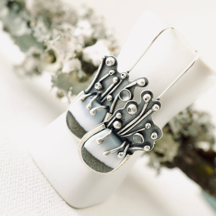 BG - Blue Opal Flower Pot Earrings (SS)
