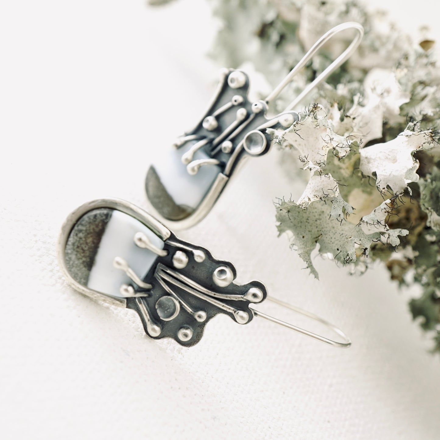 Blue Opal Flower Pot Earrings