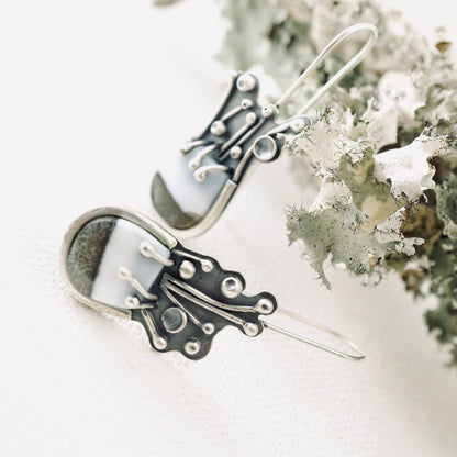 Blue Opal Flower Pot Earrings