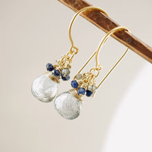 Load image into Gallery viewer, TN Moss Aquamarine and Lapis Cluster Earrings