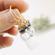 Load image into Gallery viewer, TN Moss Aquamarine and Lapis Cluster Earrings