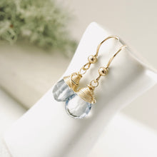 Load image into Gallery viewer, TN Blue Topaz Drop Earrings (Gold-filled)