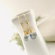 Load image into Gallery viewer, TN Blue Topaz Drop Earrings (Gold-filled)
