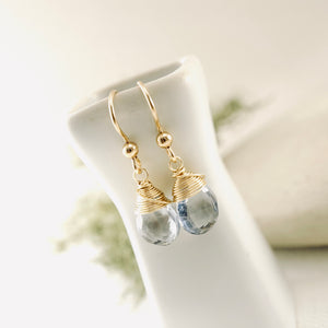 TN Blue Topaz Drop Earrings (Gold-filled)