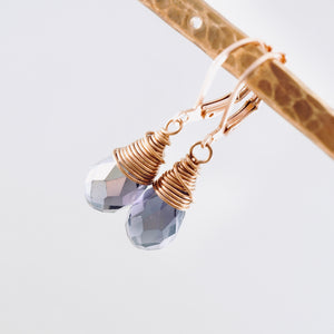 TN Purple Crystal Drop Earrings (Copper)