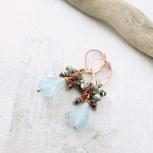 Chalcedony Petite Cluster Earrings