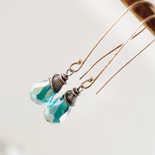 Load image into Gallery viewer, TN Long Green Crystal Drop Earrings (CU)
