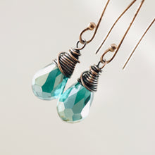Load image into Gallery viewer, TN Long Green Crystal Drop Earrings (CU)