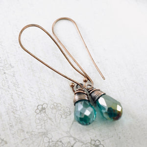 TN Long Green Crystal Drop Earrings (CU)