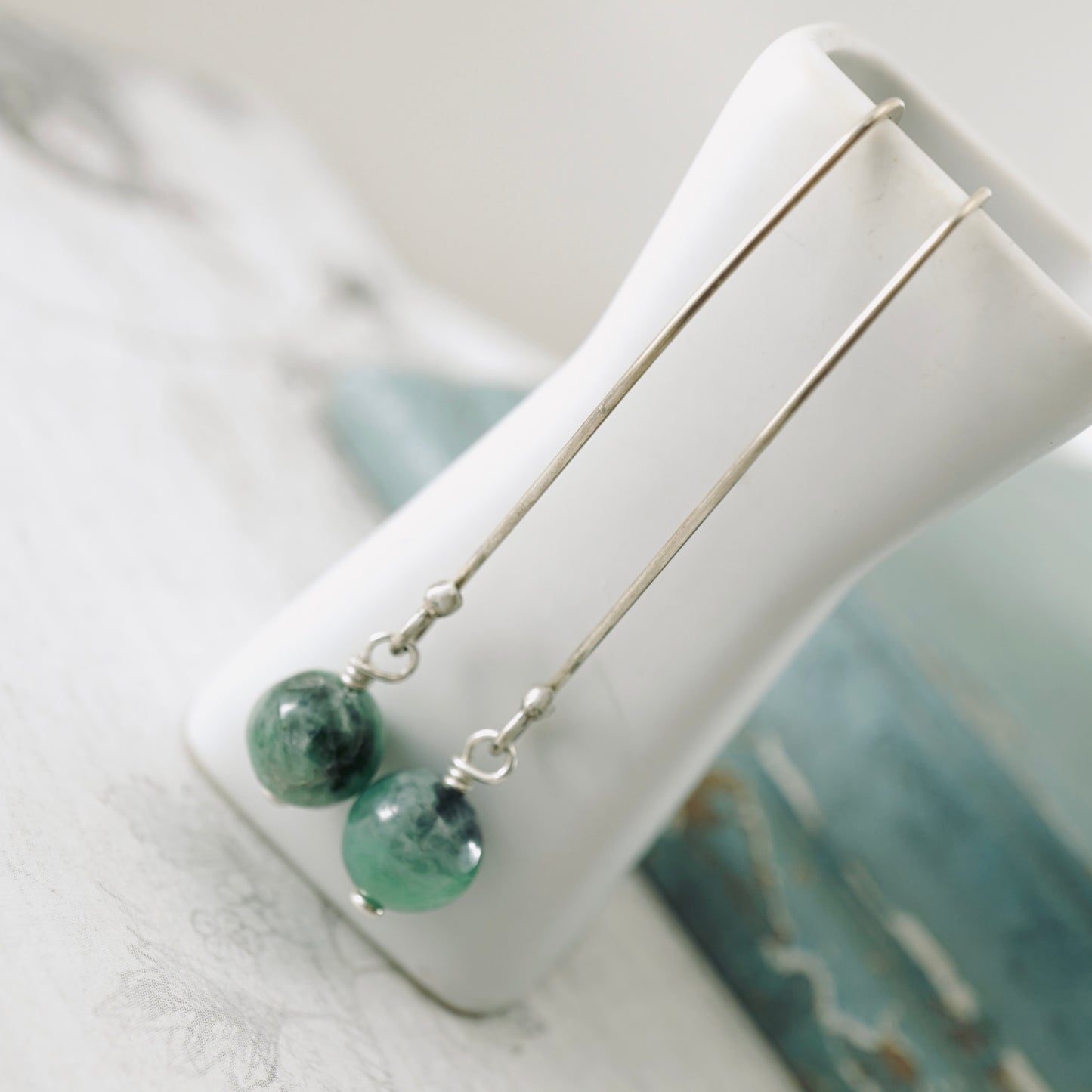 Long Burma Jade Earrings